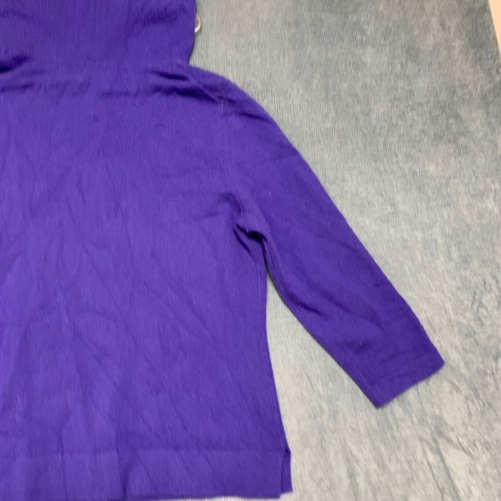 Jones New York Sweater Womens Petite Large Purple Tight Knit Mock Neck Pullover - Picture 16 of 16
